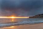 Sunset over the Atlantic Ocean from Nazare, Portugal Art Print